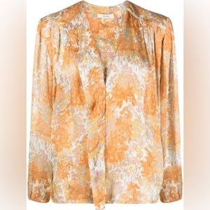 Garden floral-print silk blouse